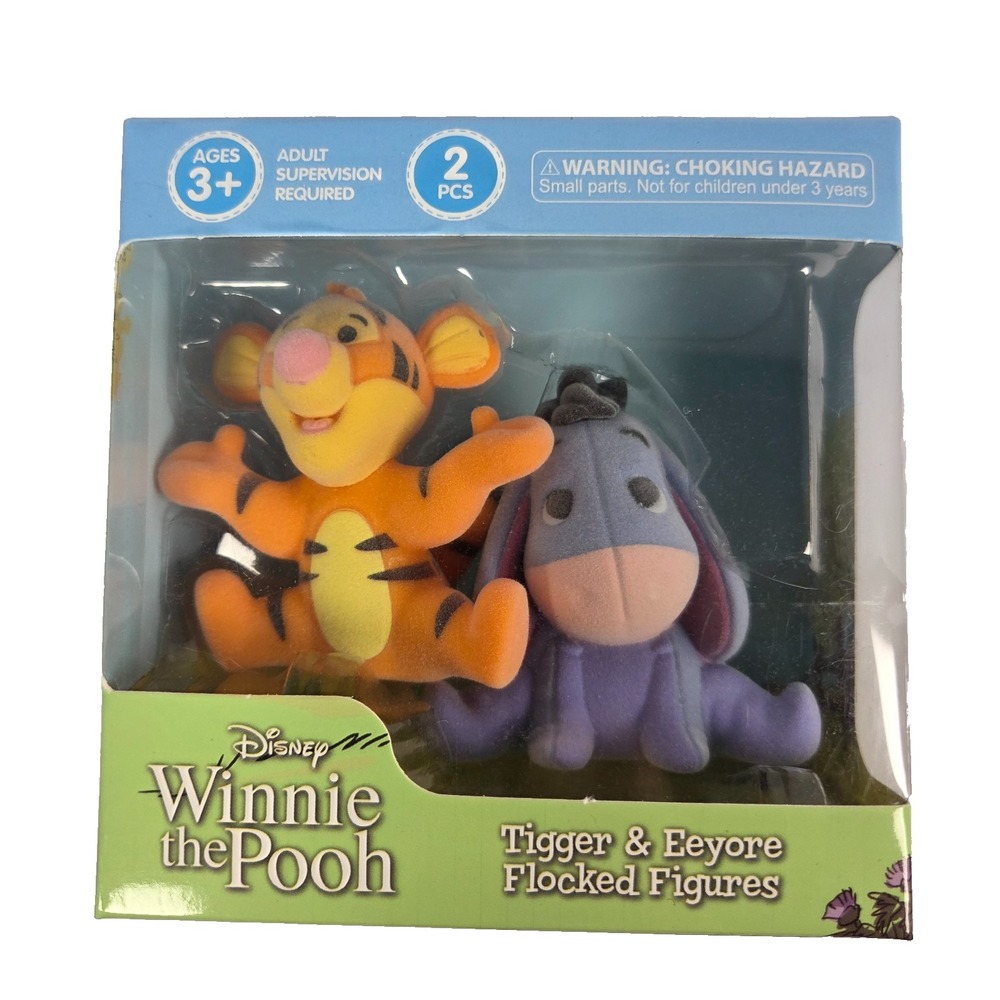 Disney Winnie the Pooh Tigger Eeyore Flocked Figures 2 Pack Collectible New